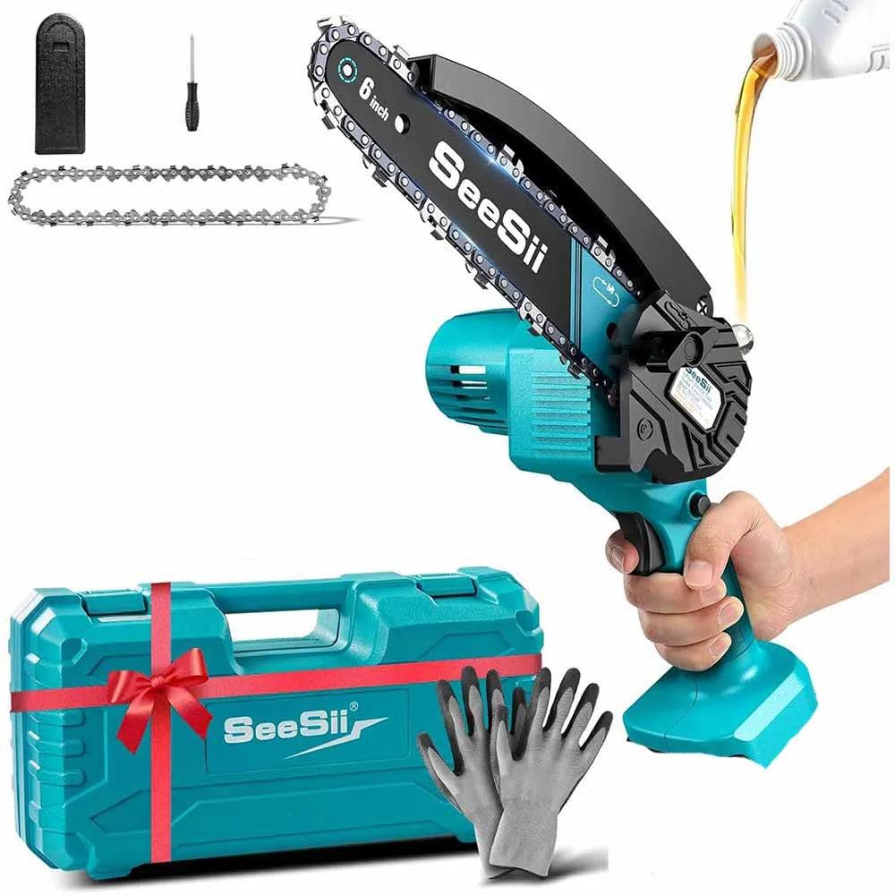 Seesii Cordless Mini Chainsaw for Woodworking and Garden Pruning