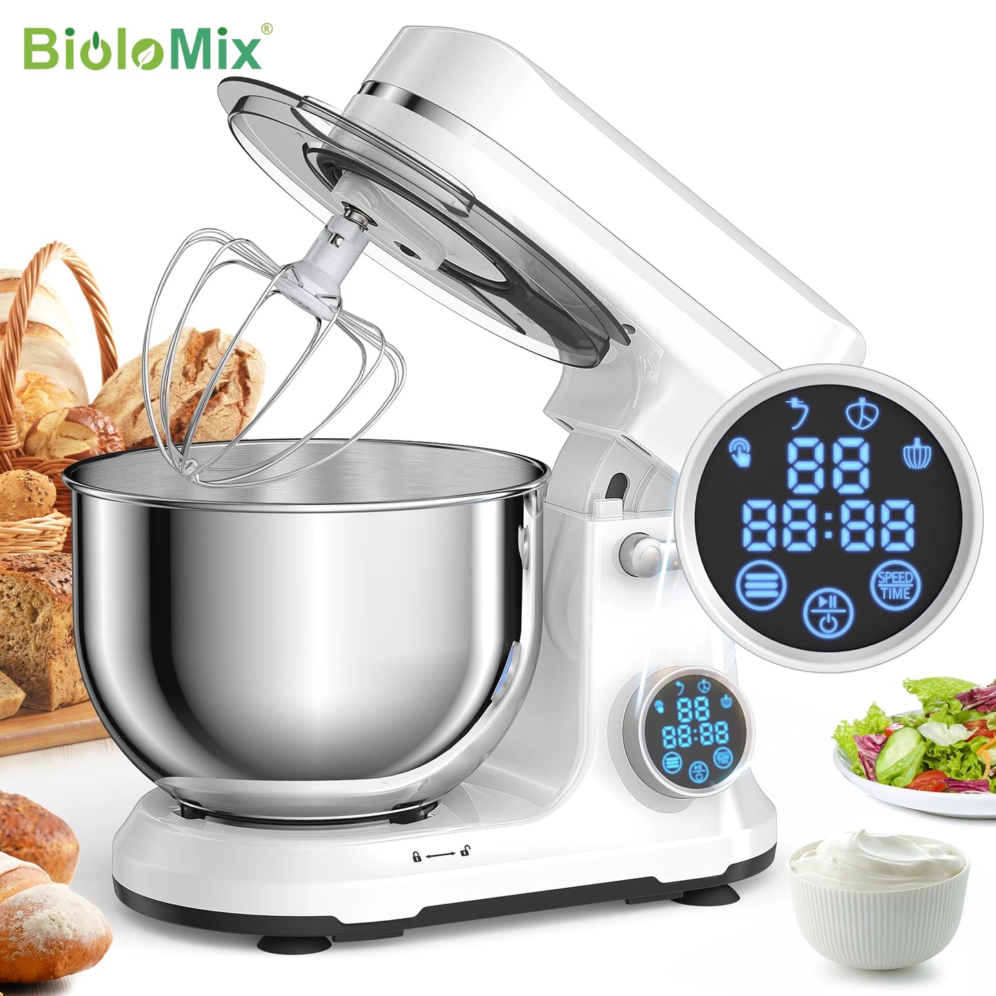 Biolomix Kitchen Stand Mixer 1200W 11 Speeds With OLED