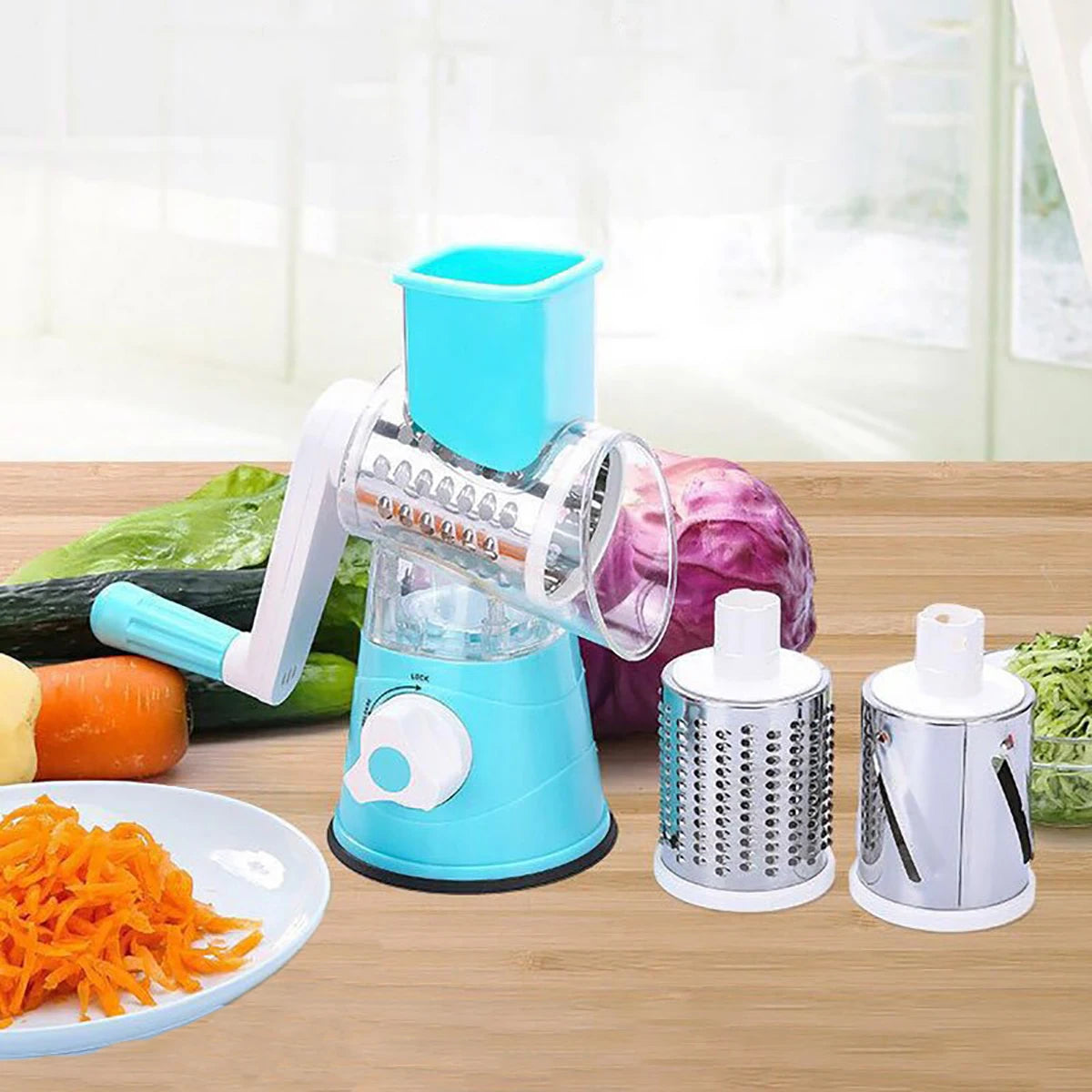 AEHOME Vegetable Slicer Shredder 3 Drum Manual Grater Kitchen Tool