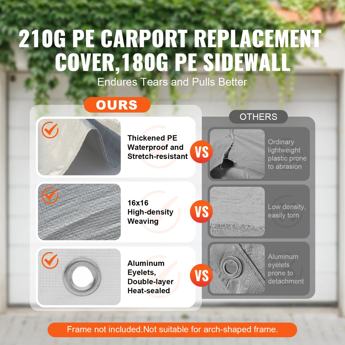 SucceBuy Carport Replacement Canopy Cover Waterproof UV Protected