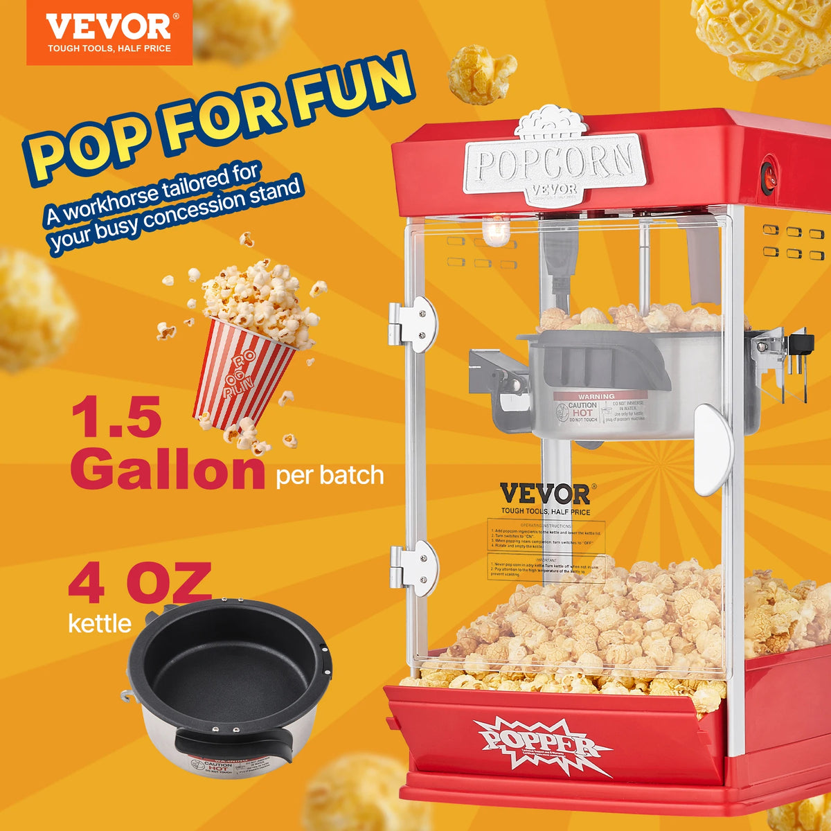 SucceBuy Movie Theater Style Commercial Countertop Popcorn Machine With 3 Scoops