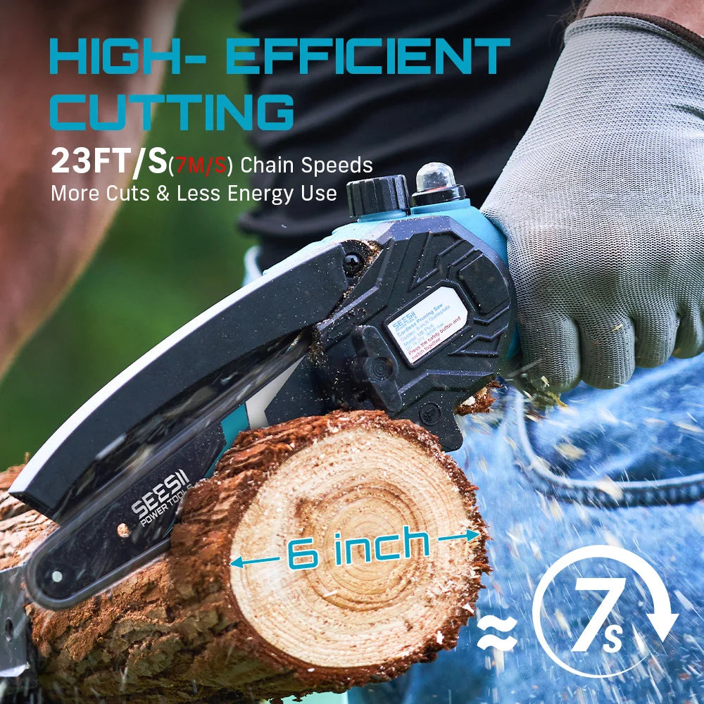 Seesii Cordless Mini Chainsaw for Woodworking and Garden Pruning
