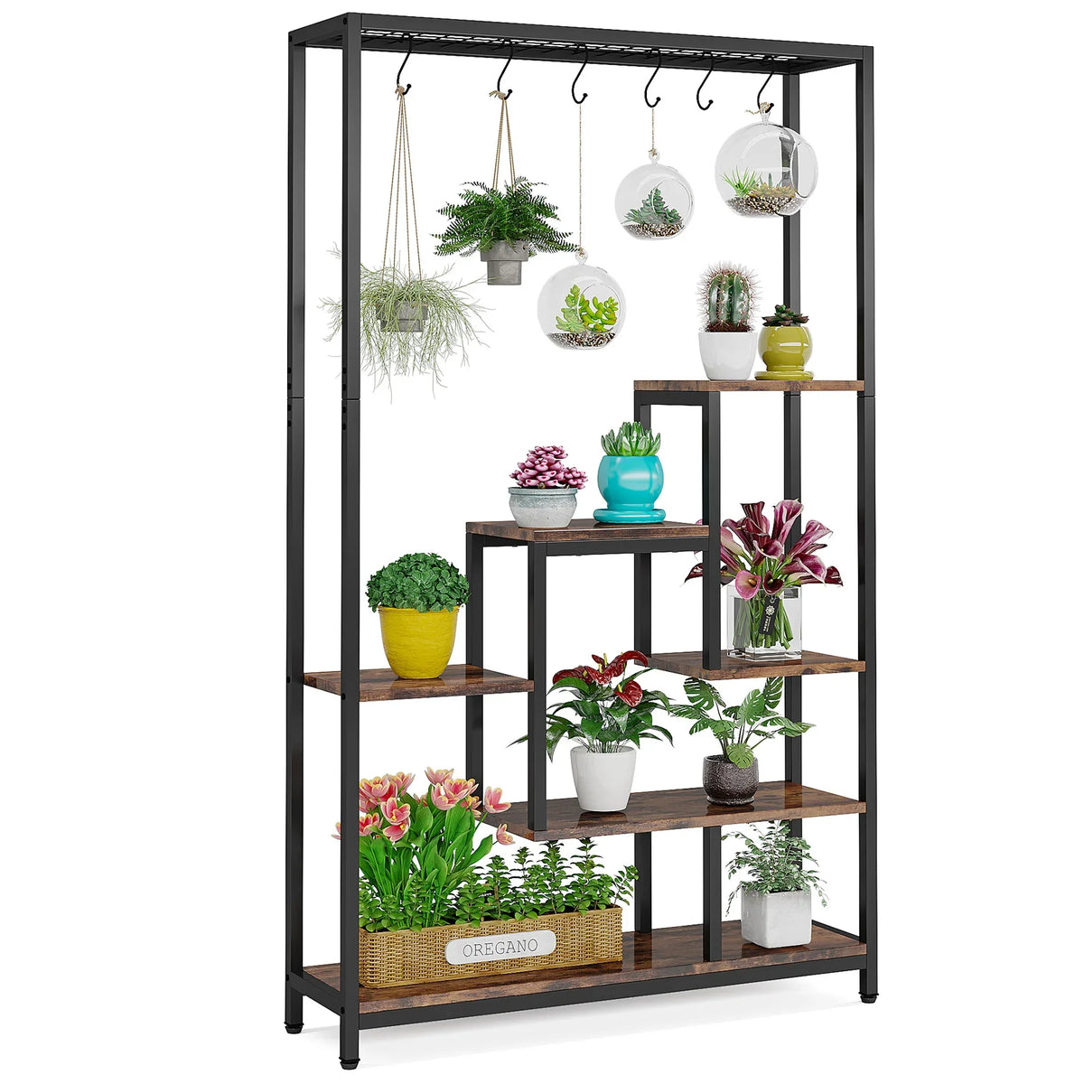 Tribesigns 5 Tier Indoor Plant Stand With 10 Hooks