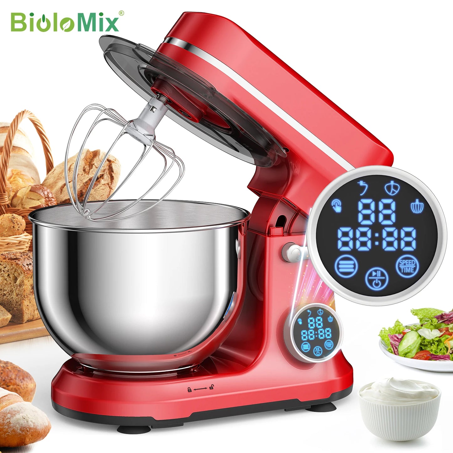Biolomix Kitchen Stand Mixer 1200W 11 Speeds With OLED