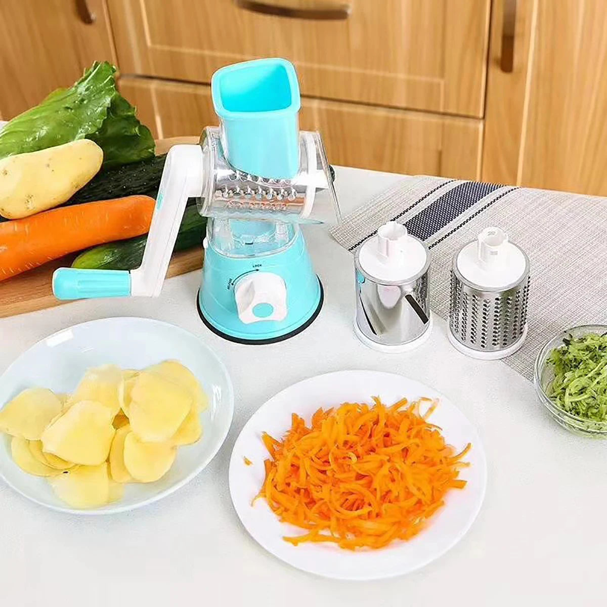 AEHOME Vegetable Slicer Shredder 3 Drum Manual Grater Kitchen Tool