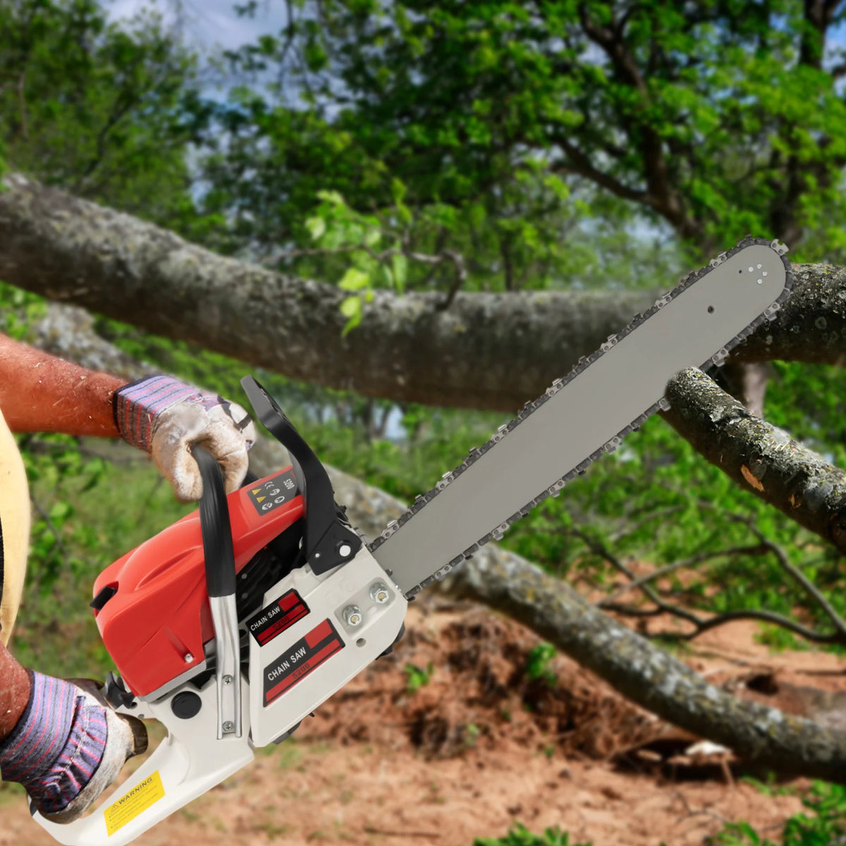 Gasoline Chainsaw 52cc Engine 7500 RPM Heavy Duty Cutting