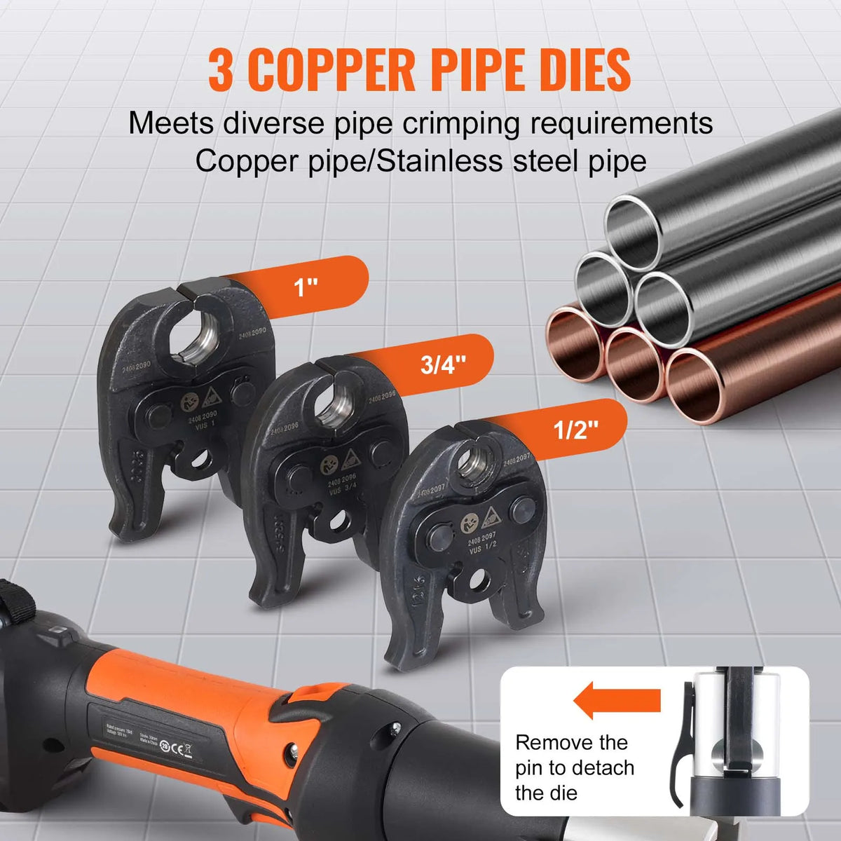 SucceBuy 18V Electric Pipe Crimping Tool With 3 Jaws