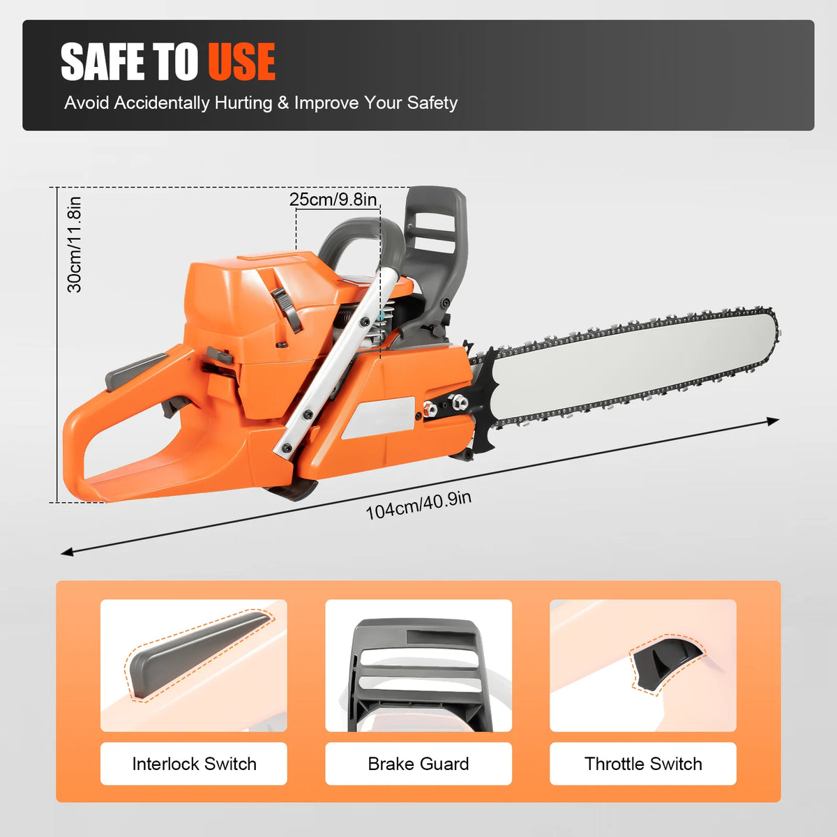 Gasoline Chainsaw With Hand Pull Start For Farm And Garden
