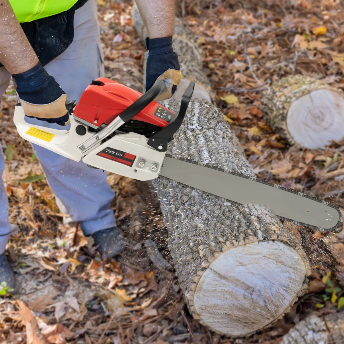 Gasoline Chainsaw 52cc Engine 7500 RPM Heavy Duty Cutting