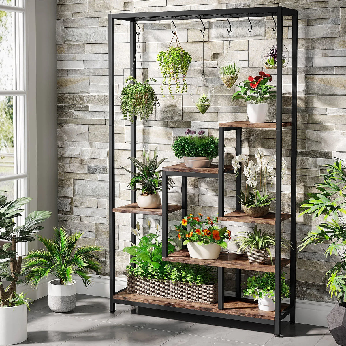 Tribesigns 5 Tier Indoor Plant Stand With 10 Hooks