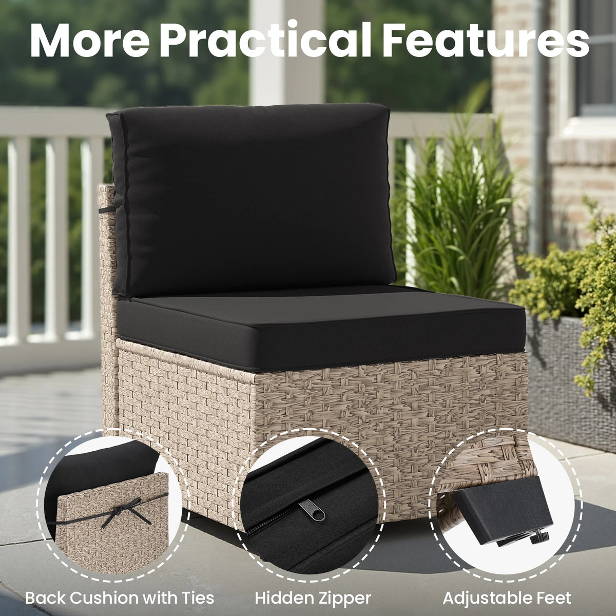Outdoor Rattan Patio Furniture Set With Glass Table All Weather Garden