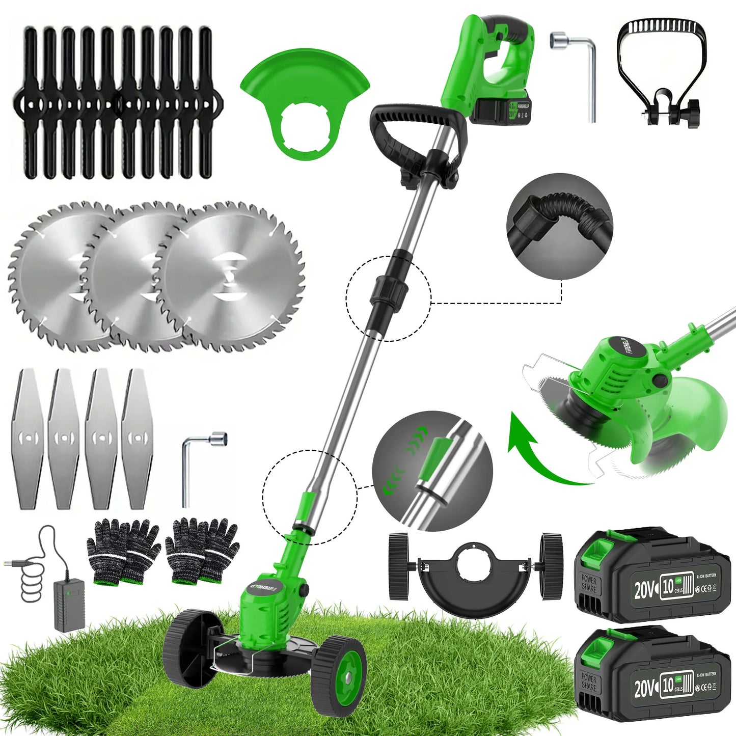 Firehelp 3 In 1 Cordless Weed Trimmer And Lawn Mower