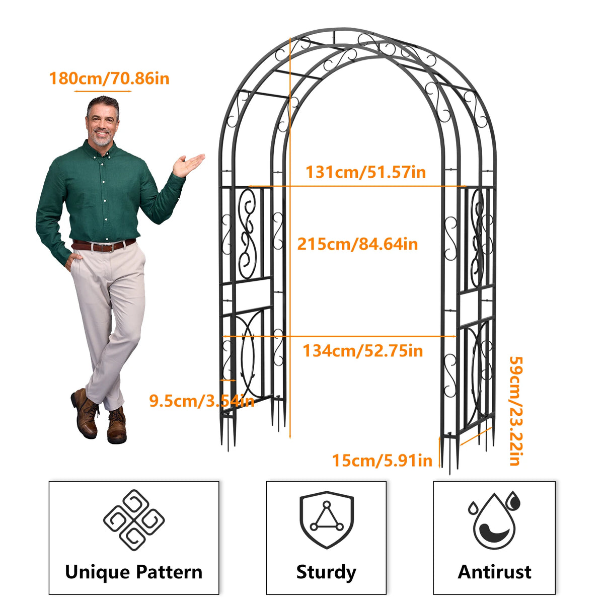 Heavy Duty Metal Garden Arbor Trellis For Climbing Vines