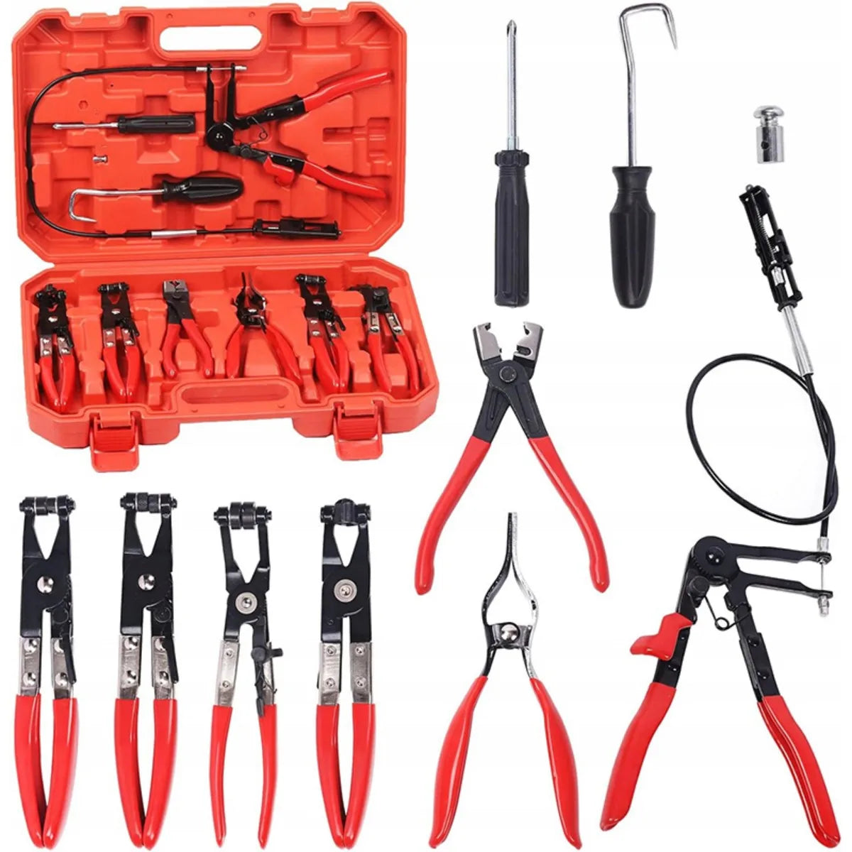 9 Piece Hose Clamp Set With Spring Pliers Storage Box