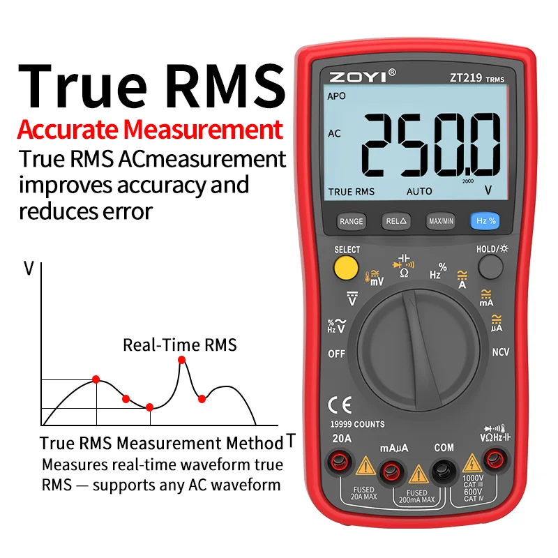 ZOYI ZT219 Digital Multimeter True RMS AC DC Voltage Tester