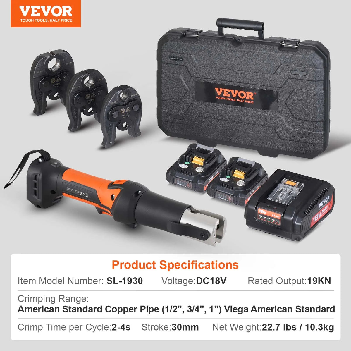 SucceBuy 18V Electric Pipe Crimping Tool With 3 Jaws