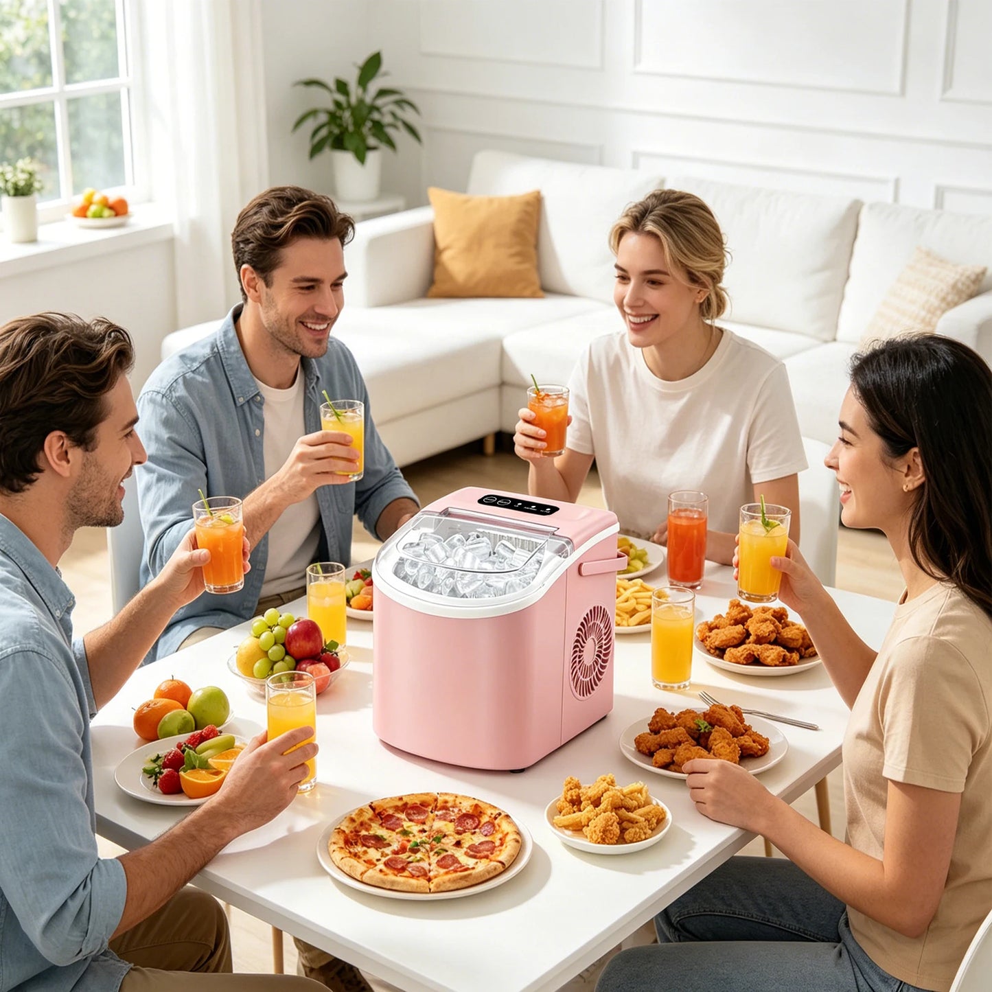 Portable Countertop Ice Maker With Handle Produces 29 Lbs Per 24 Hours