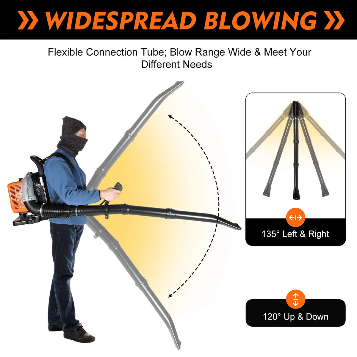 Bymaocar 2 Stroke Gas Leaf Blower Backpack With Adjustable Speed 6800 RPM Yard