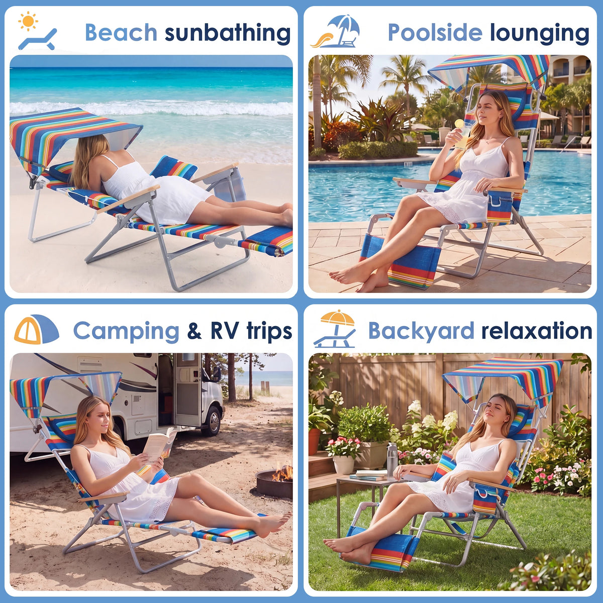 TCGBKAF Backpack Beach Chair With 5 Position Footrest And Canopy