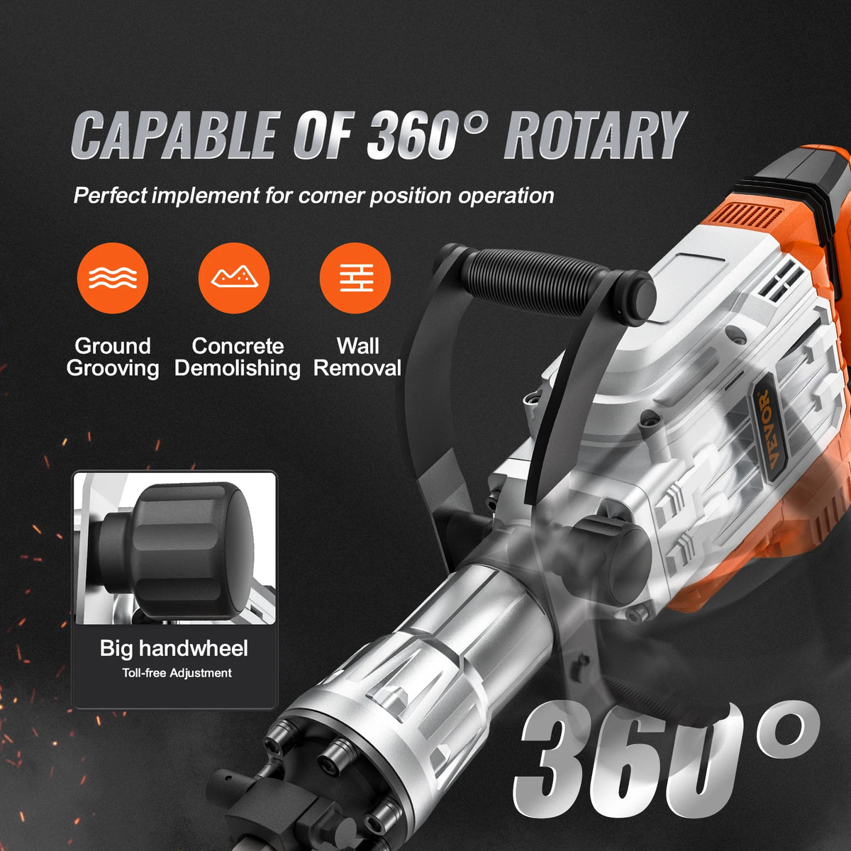 SucceBuy Demolition Jack Hammer 1500W 2200W 3500W Electric Concrete Breaker