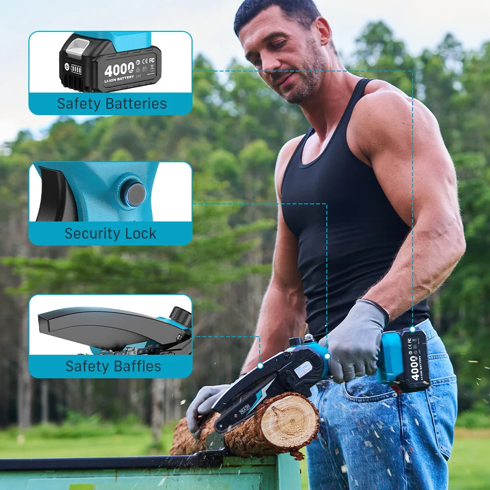 Seesii Cordless Mini Chainsaw for Woodworking and Garden Pruning