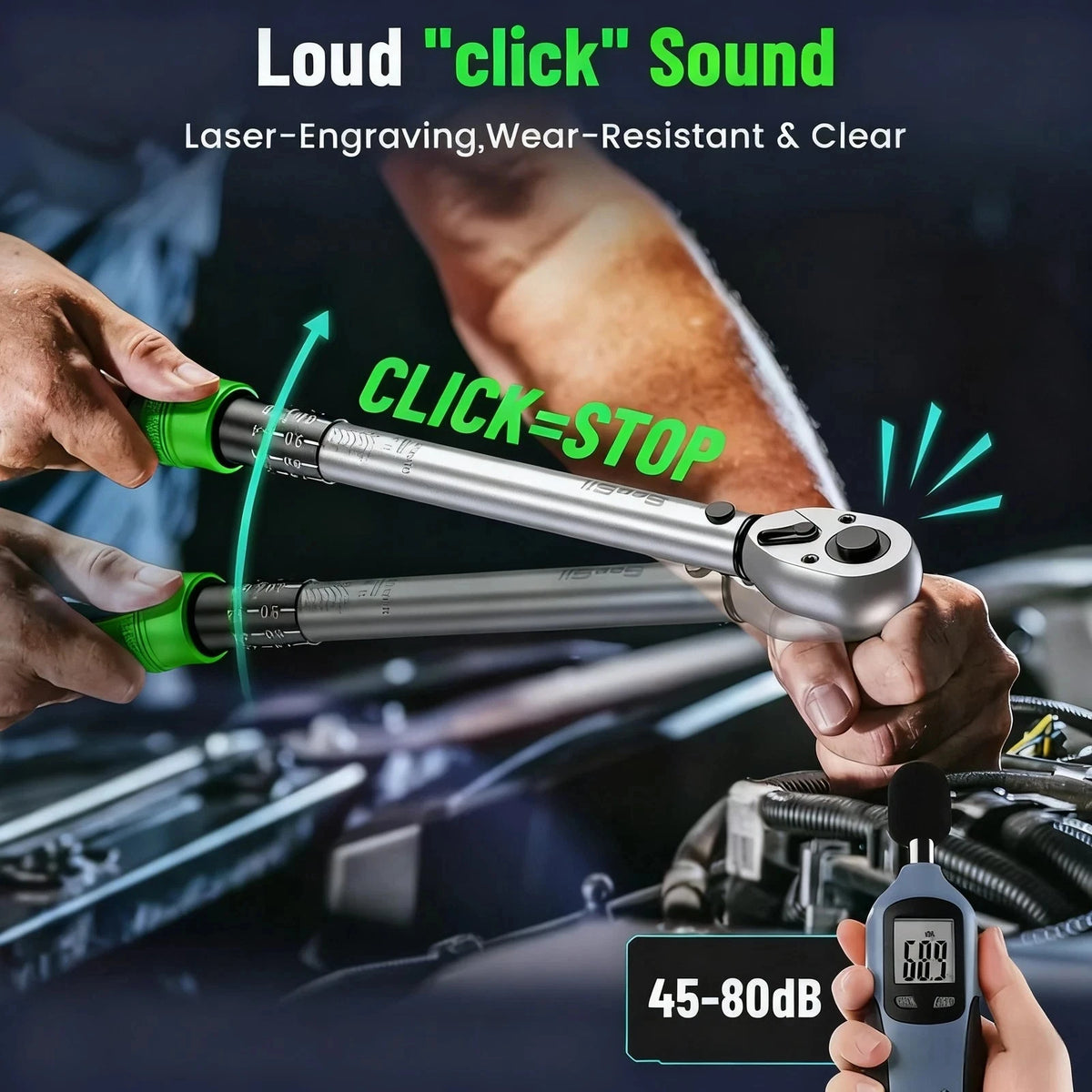 3 Piece Torque Wrench Set Click Type Dual Scale Wrenches