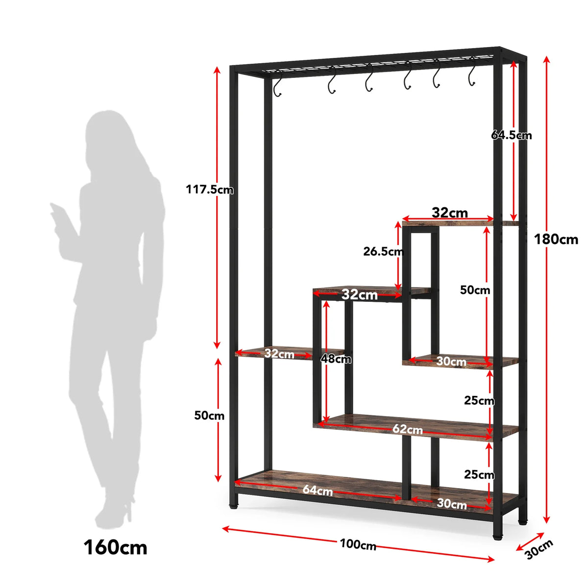 Tribesigns 5 Tier Indoor Plant Stand With 10 Hooks