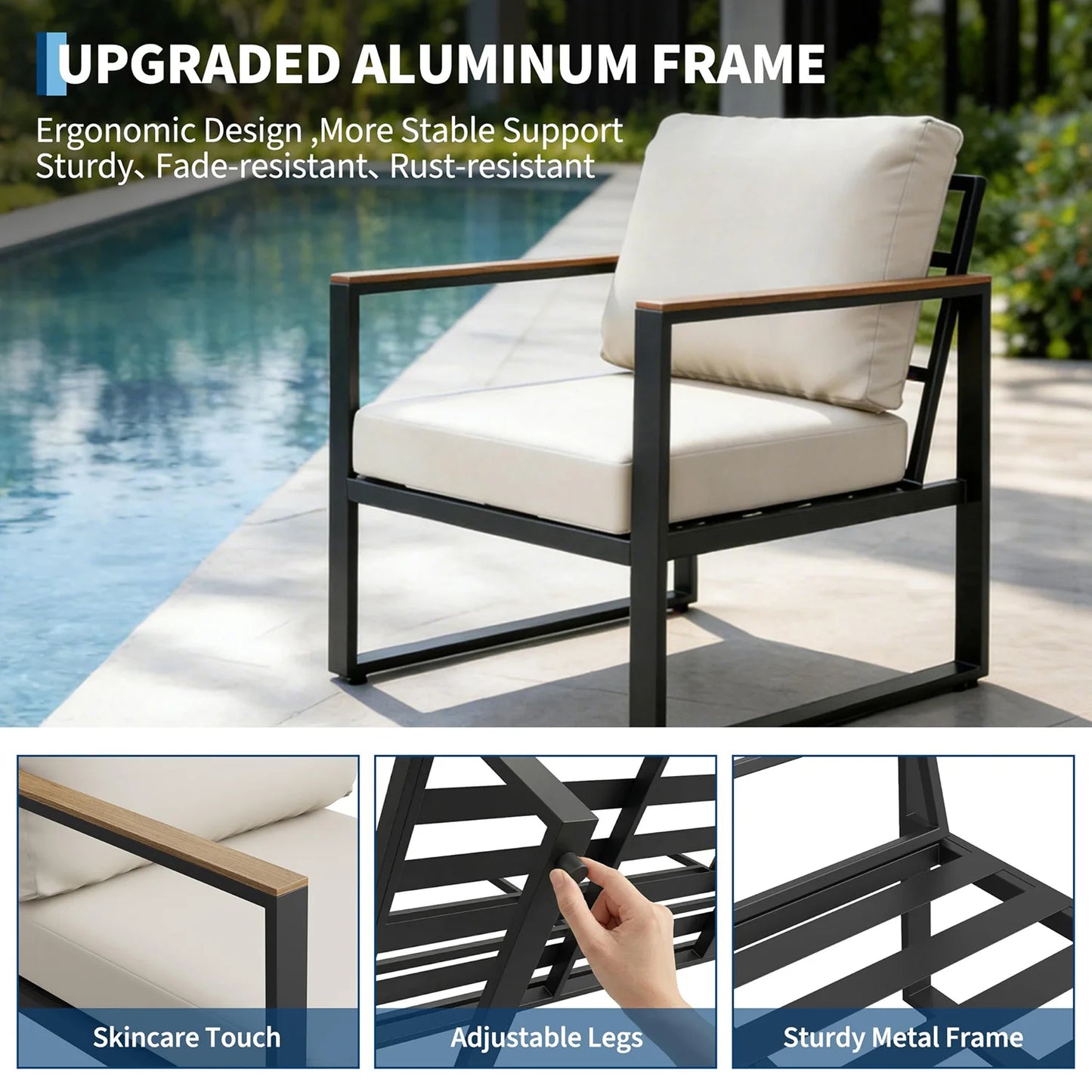 HobbyLane Modern Four Piece Patio Furniture Set With Coffee Table
