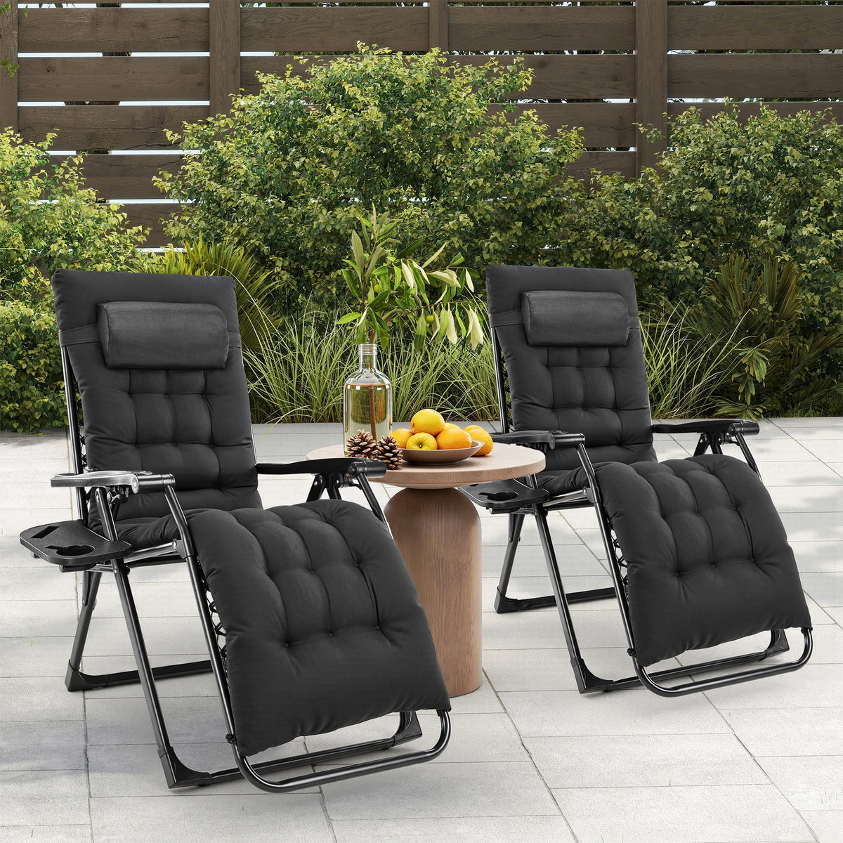 JHK Zero Gravity Folding Recliner Lounge Chair Cup Holder Tray