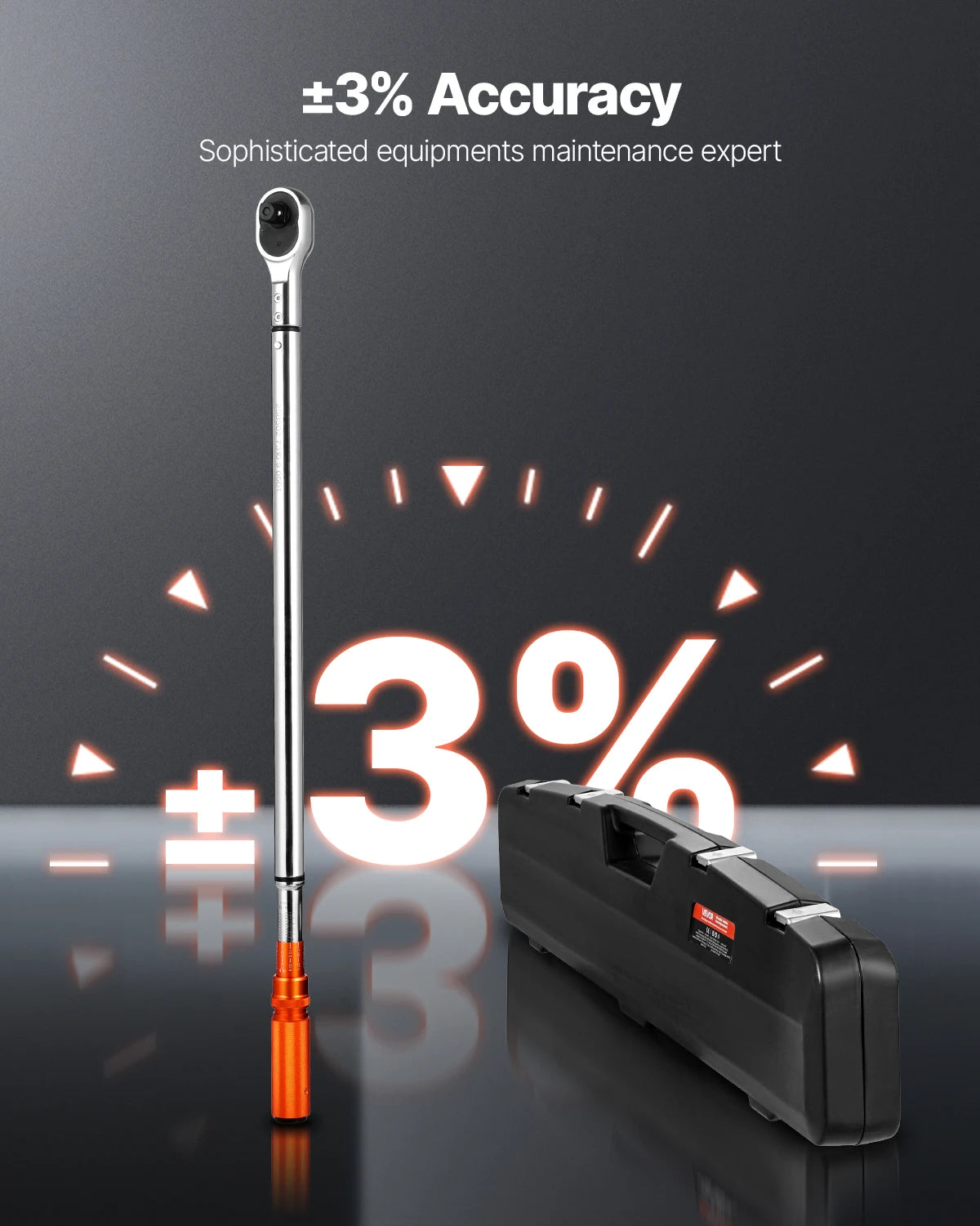 SucceBuy Click Torque Wrench Dual Direction 100-600 Lbf-Ft Alloy Steel
