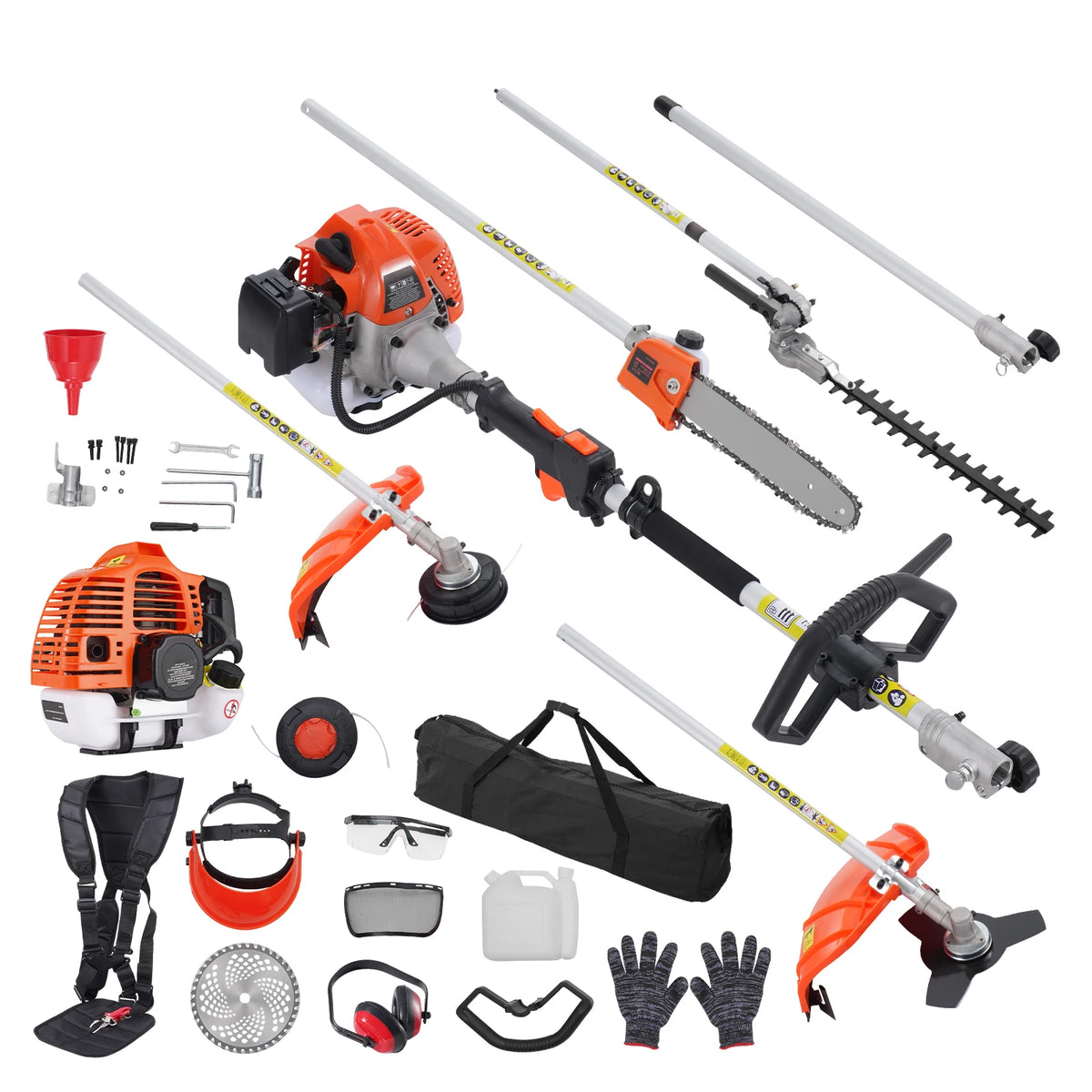 SucceBuy 33cc Gas Hedge Trimmer 6 In 1 Tool Set With Brush Cutter