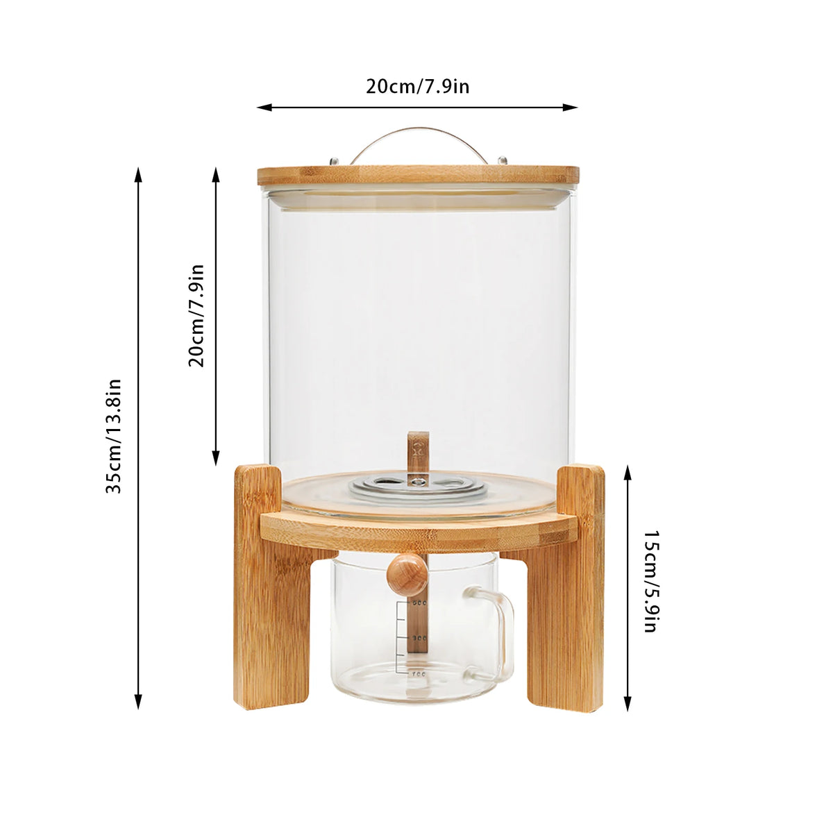 Airtight Glass Dry Food Storage Container With Round Bamboo Lid