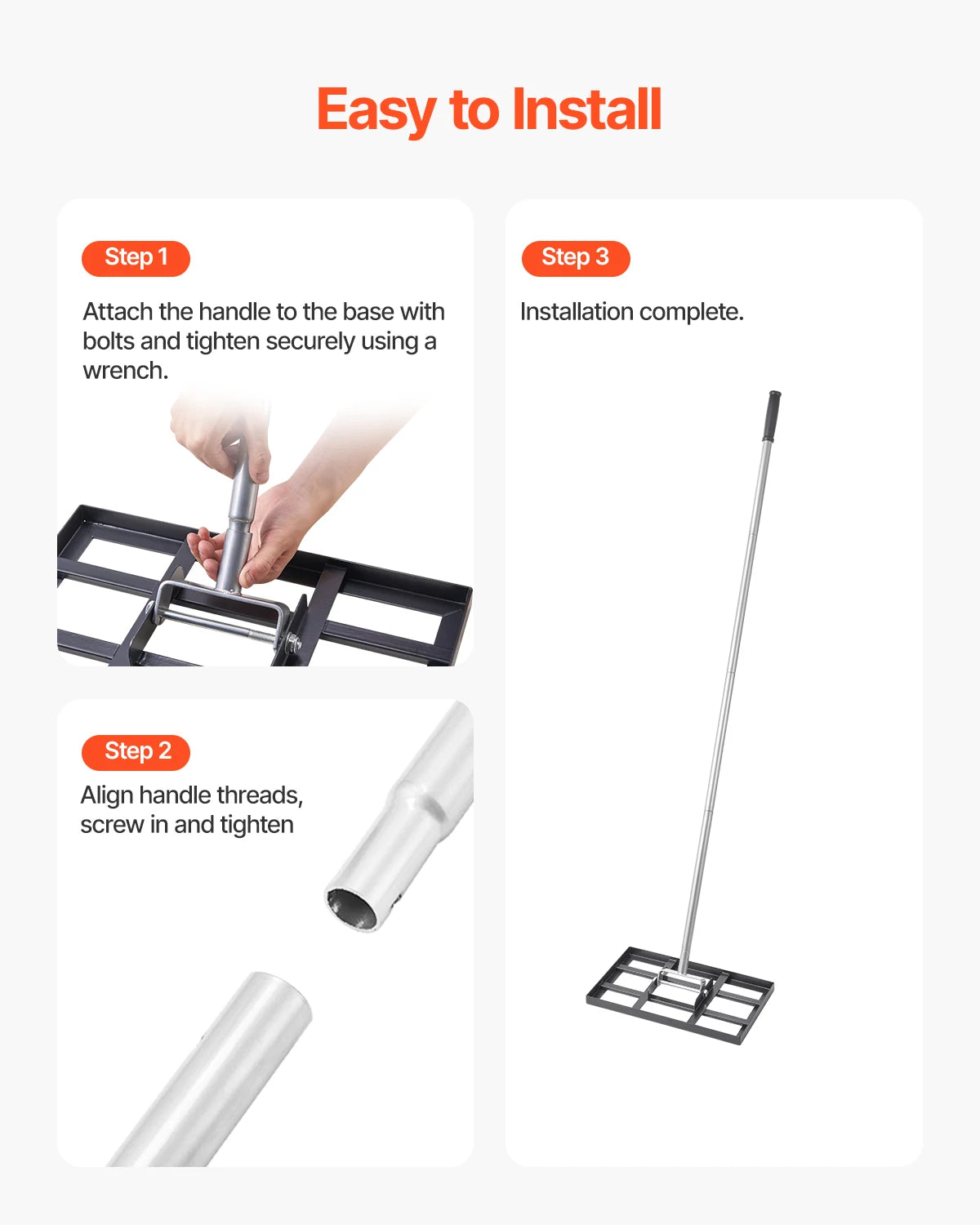 VEVOR Lawn Leveling Rake With Ground Plate Rust Resistant Carbon Steel