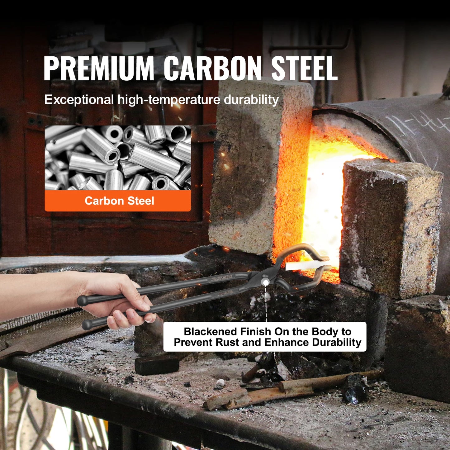 SucceBuy Blacksmith Tongs V Bit Wolf Jaw Tongs Carbon Steel Forge Tongs