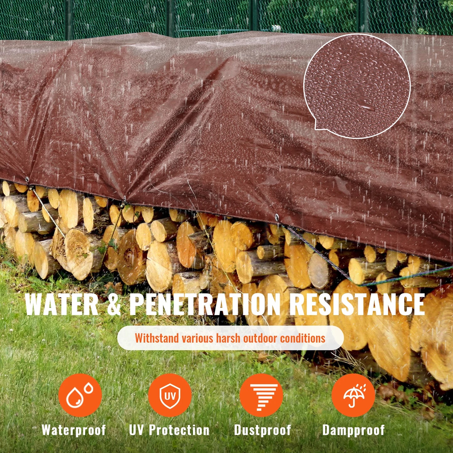 SucceBuy Heavy Duty Tarp Waterproof Poly Tarps With Grommets Outdoor