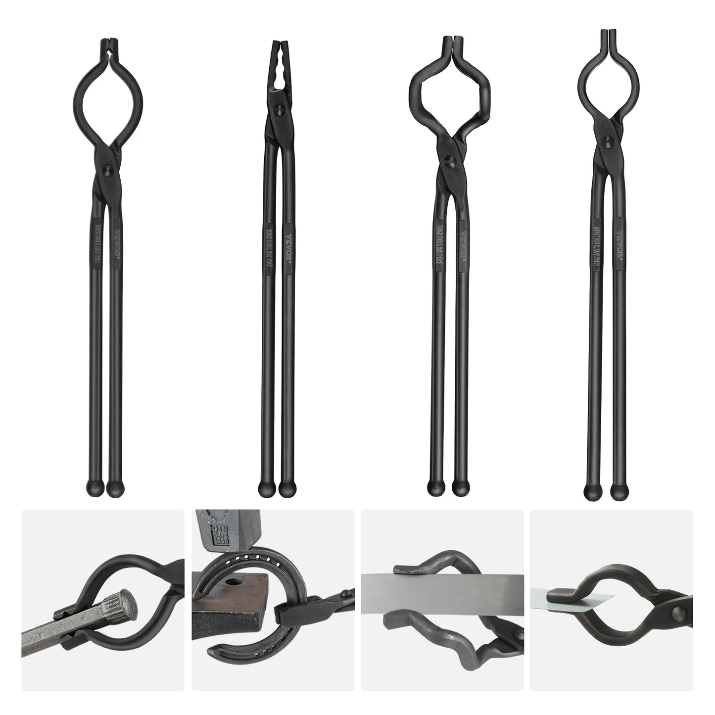 SucceBuy Blacksmith Tongs V Bit Wolf Jaw Tongs Carbon Steel Forge Tongs