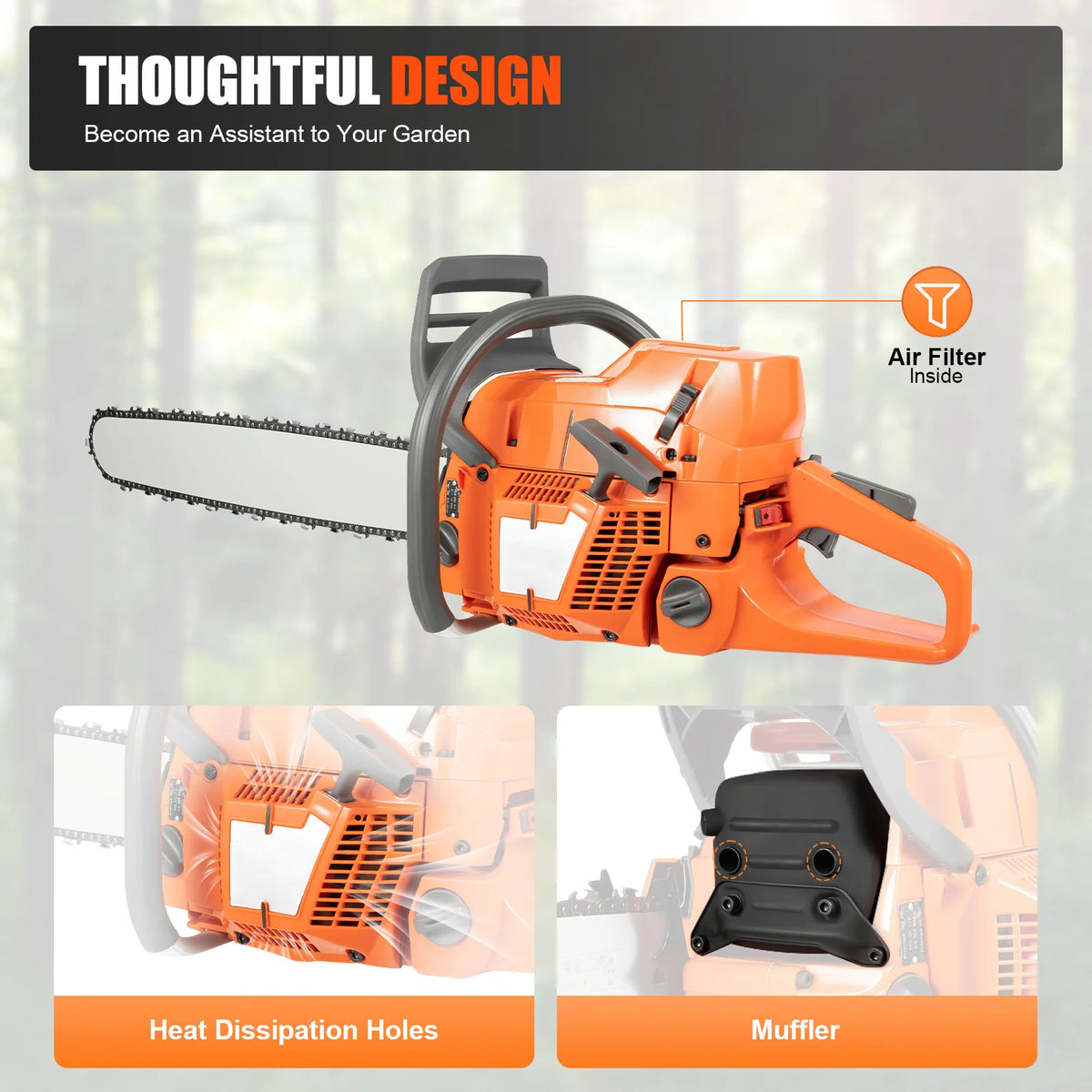 Gasoline Chainsaw With Hand Pull Start For Farm And Garden