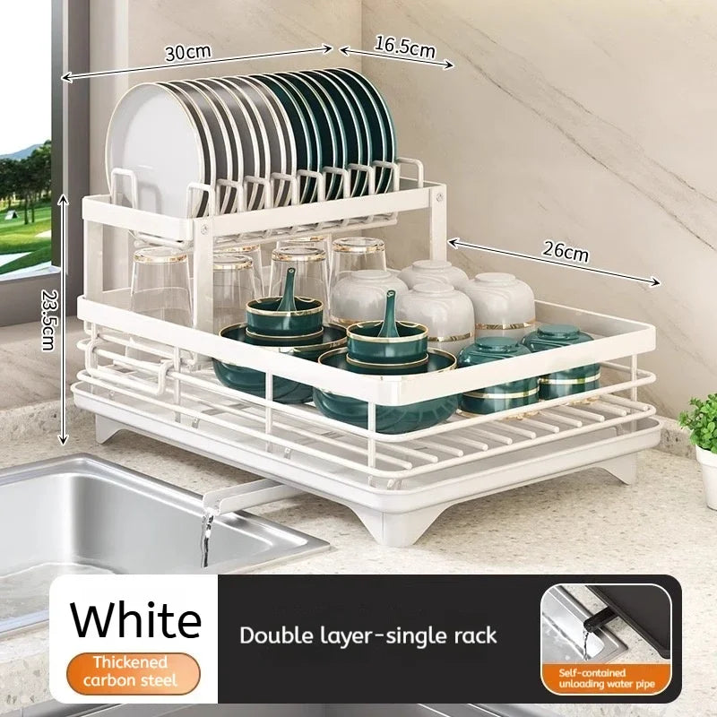 ATMDOG Stainless Steel Dish Drying Rack With Drainboard Over Sink Organizer