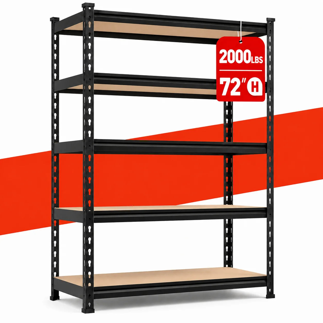 Heavy Duty Five Tier Metal Storage Rack 2000 Lbs Capacity