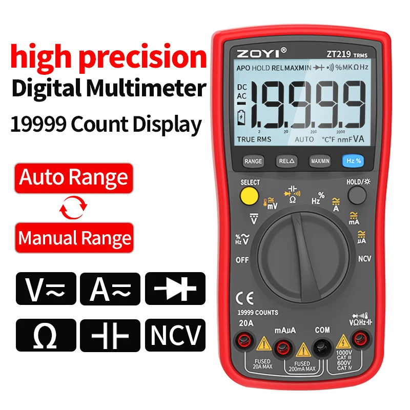 ZOYI ZT219 Digital Multimeter True RMS AC DC Voltage Tester