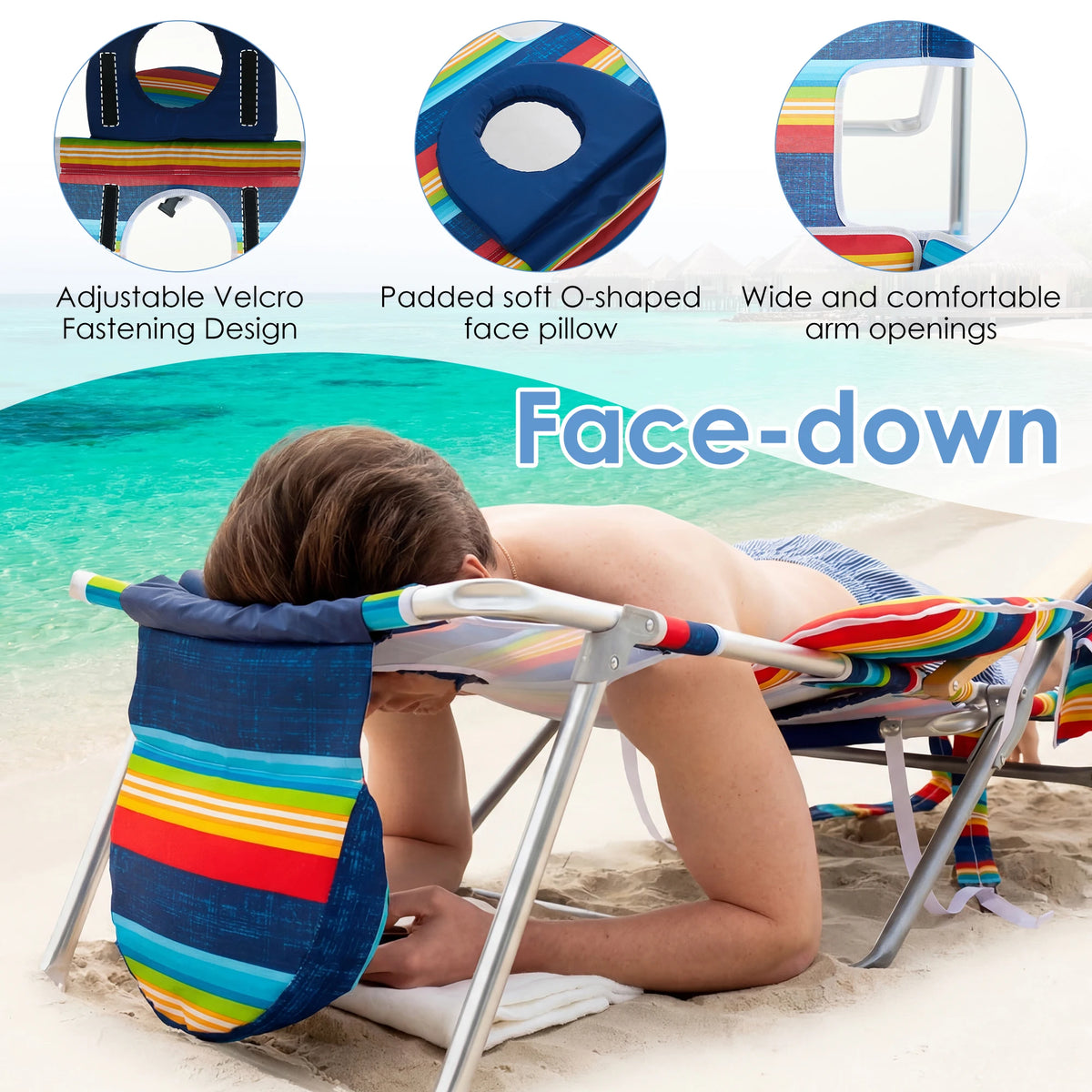TCGBKAF Backpack Beach Chair With 5 Position Footrest And Canopy