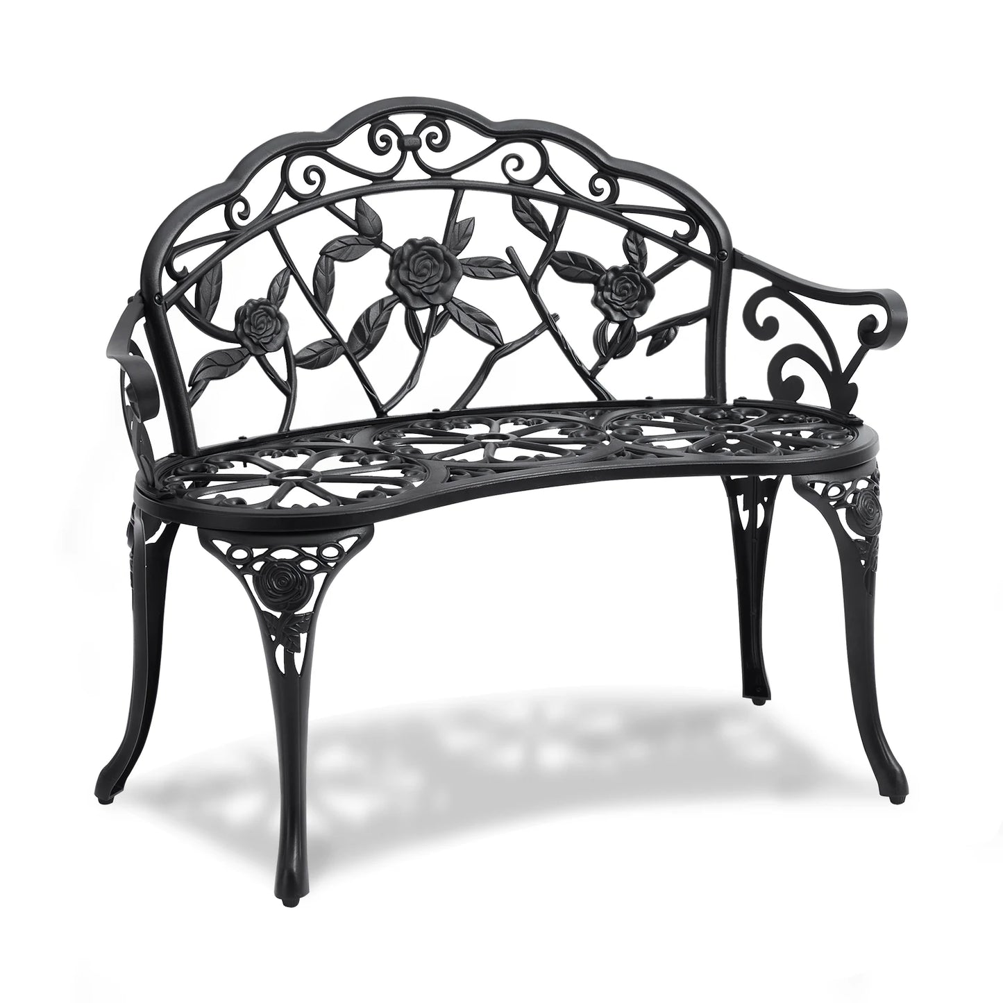 SucceBuy Outdoor Wood And Metal Garden Bench With 480 Lbs Capacity