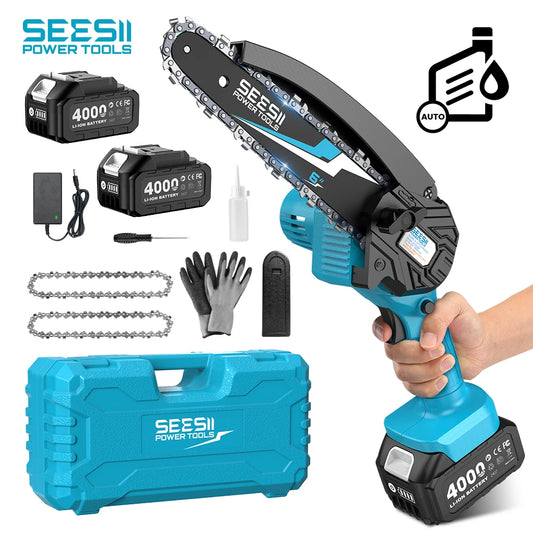 Seesii Cordless Mini Chainsaw for Woodworking and Garden Pruning