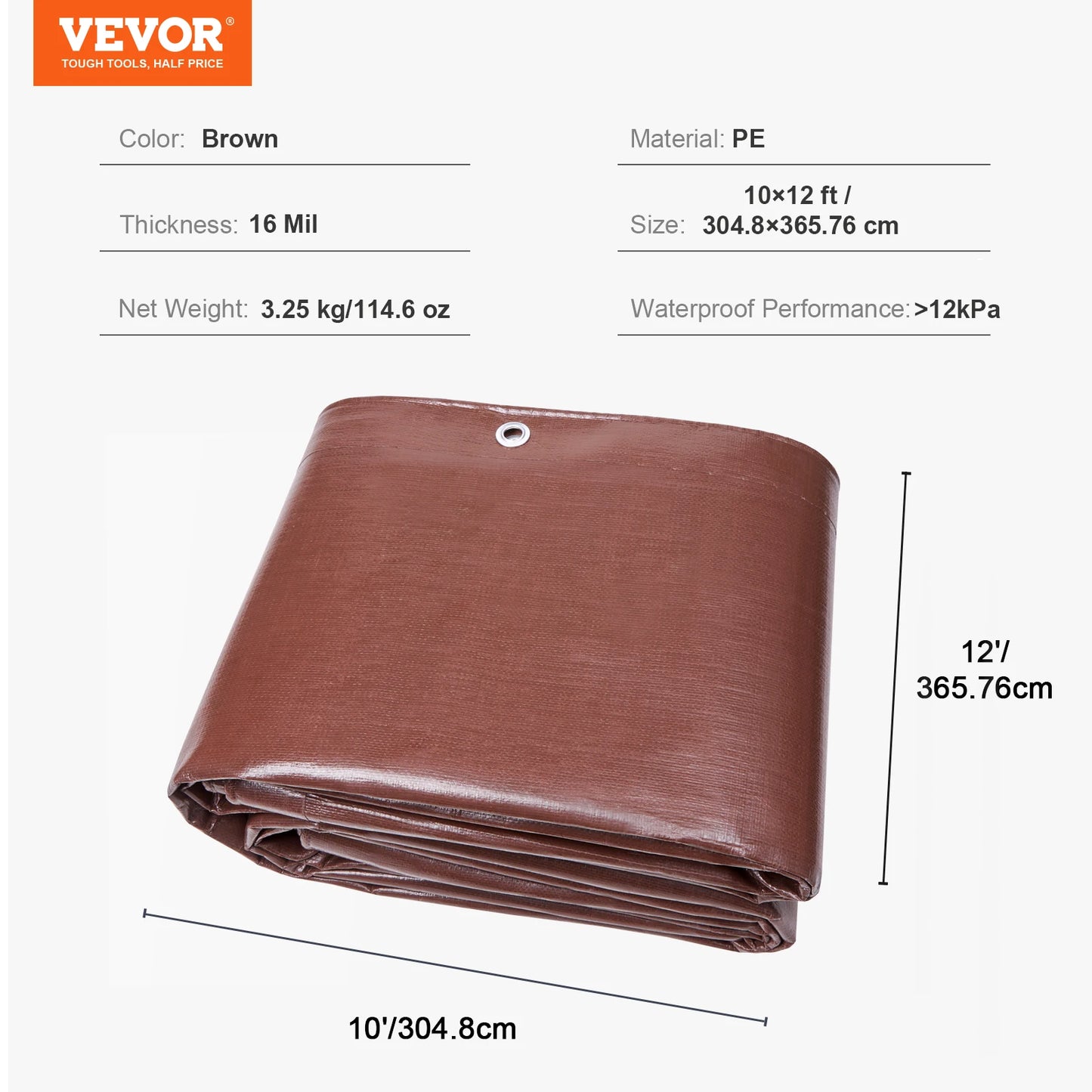 SucceBuy Heavy Duty Tarp Waterproof Poly Tarps With Grommets Outdoor