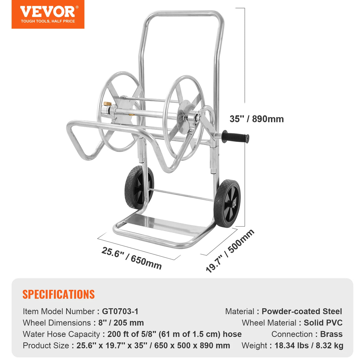SucceBuy Heavy Duty Garden Hose Reel Cart Basket Roll Up