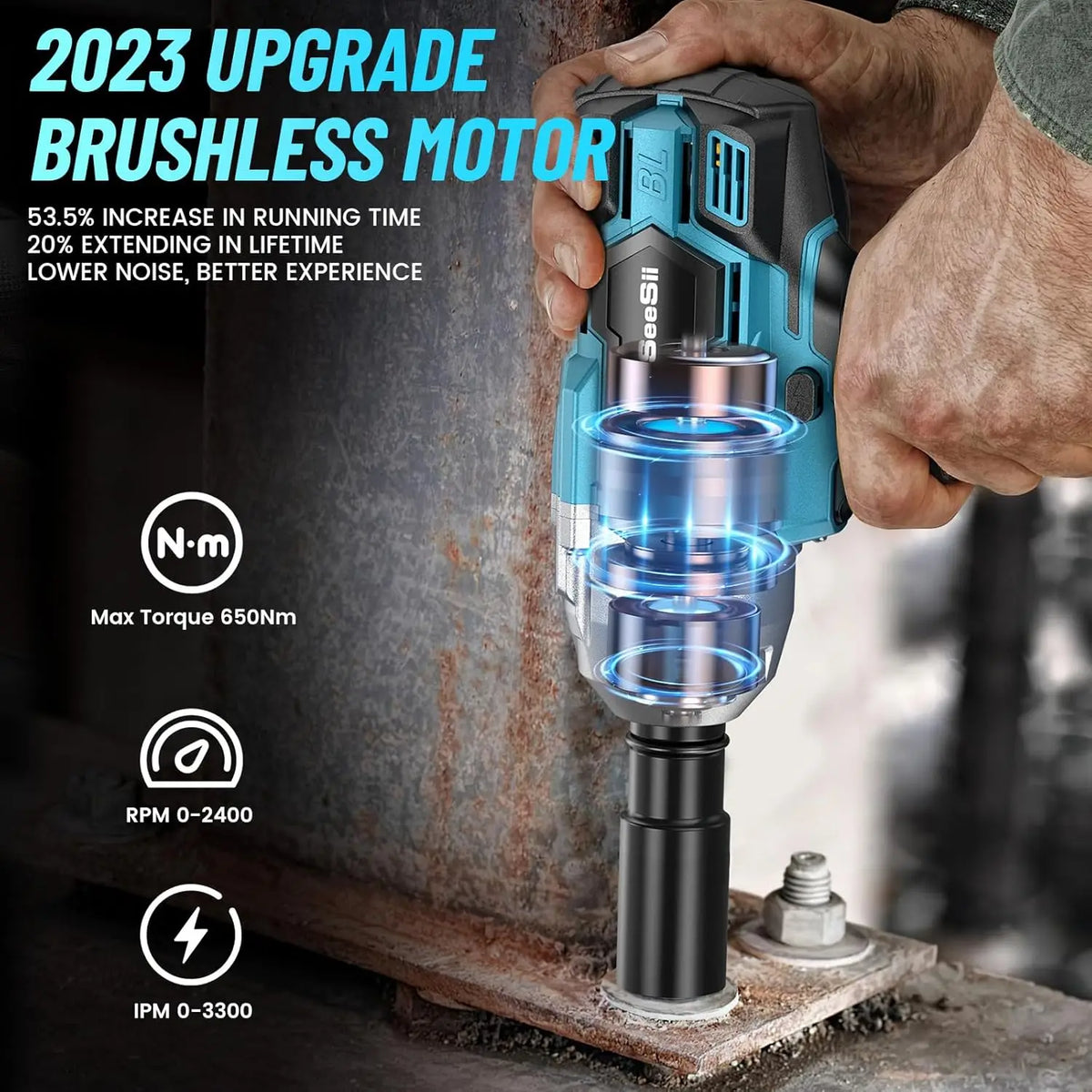 Seesii WH700 Cordless Impact Wrench Brushless 650Nm Torque