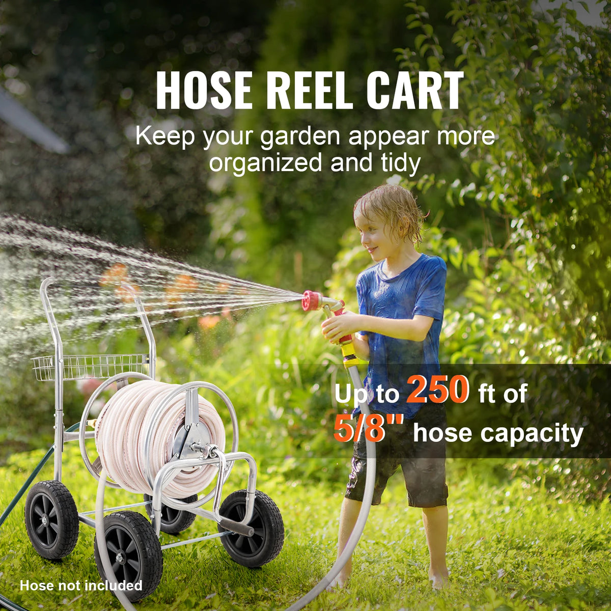 SucceBuy Heavy Duty Garden Hose Reel Cart Basket Roll Up