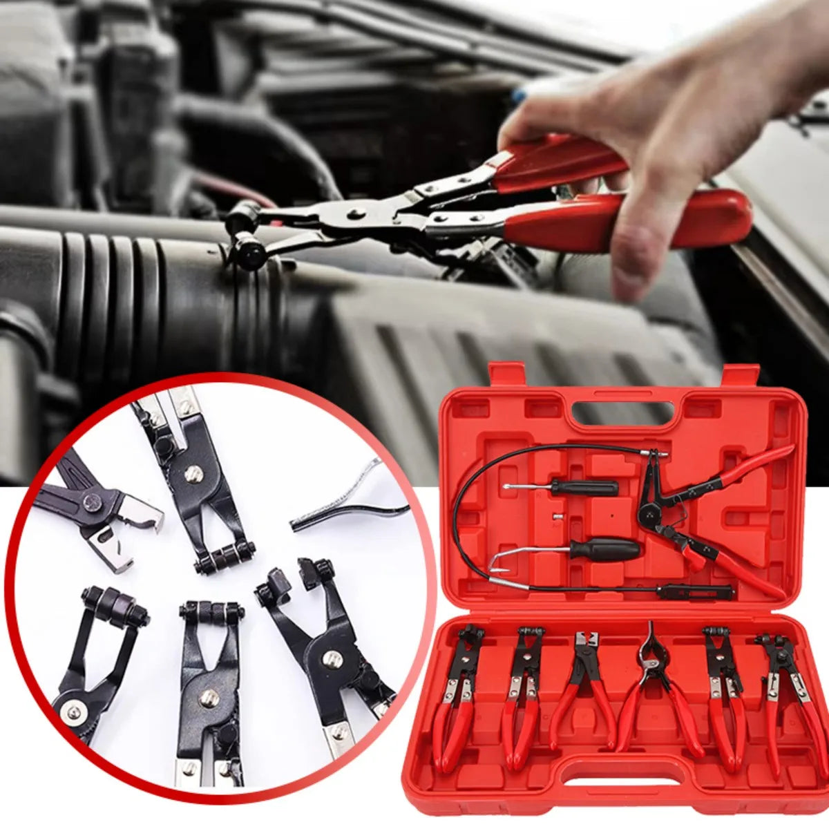 9 Piece Hose Clamp Set With Spring Pliers Storage Box