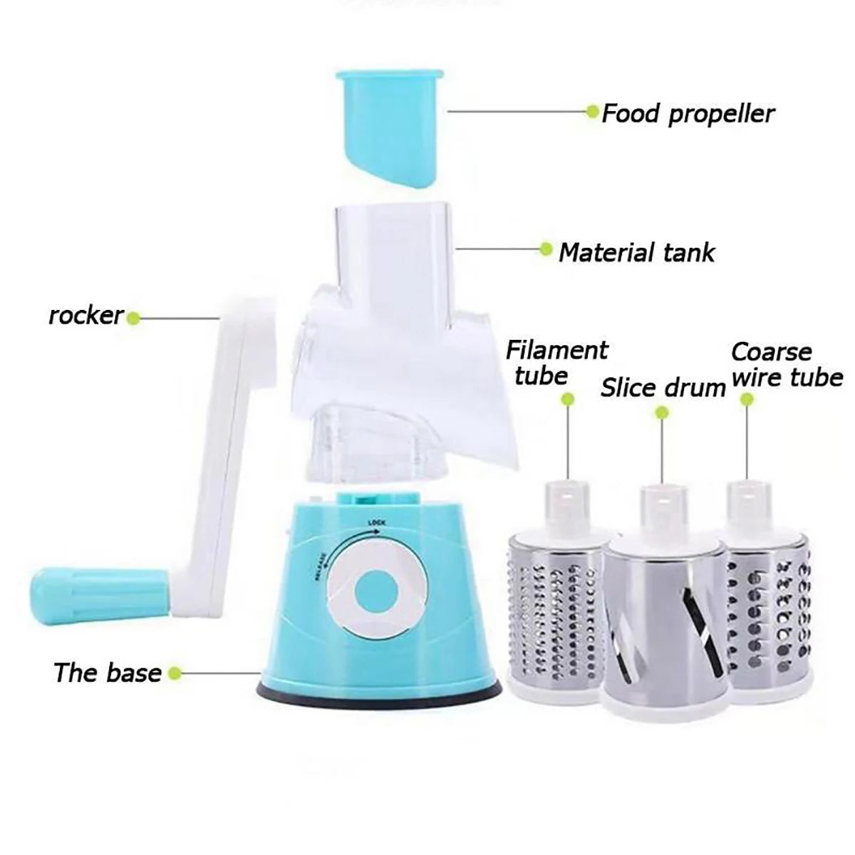 AEHOME Vegetable Slicer Shredder 3 Drum Manual Grater Kitchen Tool