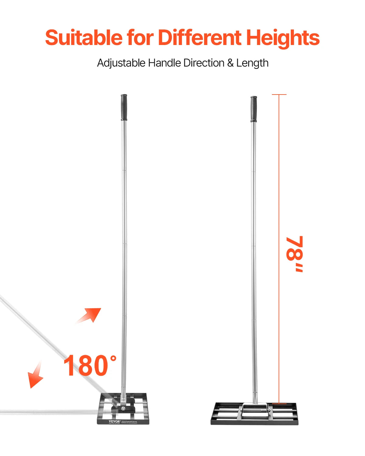 VEVOR Lawn Leveling Rake With Ground Plate Rust Resistant Carbon Steel